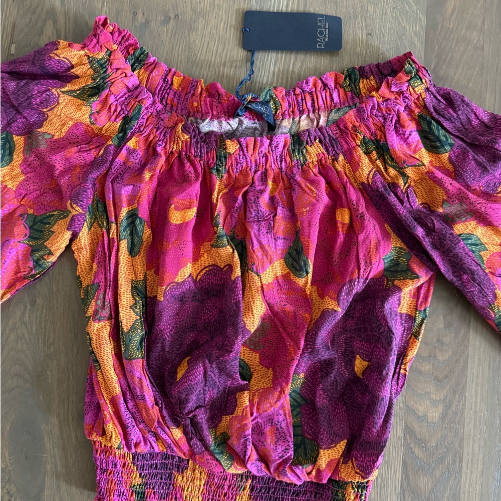 NWT RACHEL Rachel Roy Floral long sleeve off the shoulder top size small